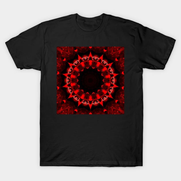 Ominous Red Kaleidoscope pattern (Seamless) 11 T-Shirt by Swabcraft